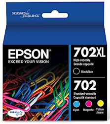 INK, CARTRIDGE, HIGH YIELD, EPSON T702XL/T702, BLACK/CYAN/MAGENTA/YELLOW, 4/CT LARGE